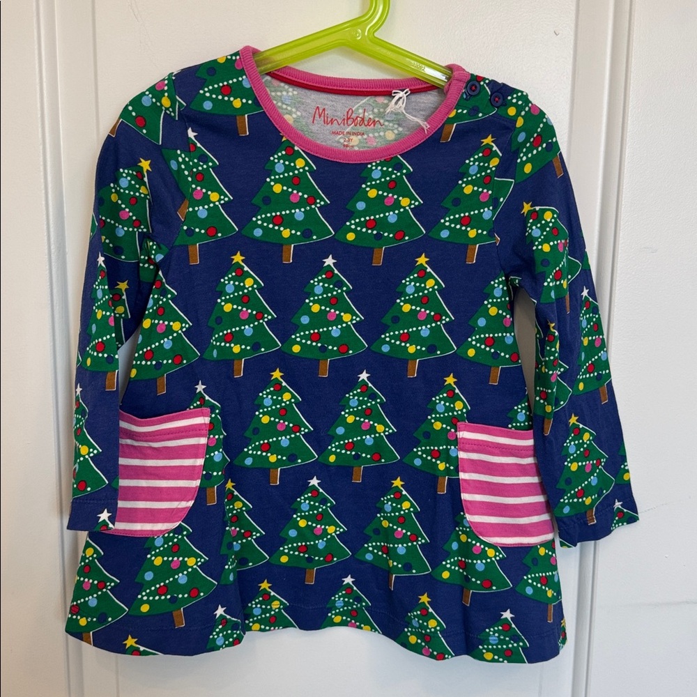 *NEW* MINI BODEN CHRISTMAS TREE TUNIC DRESS 2-3 YEARS - Picture 3 of 6